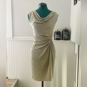 Gold cowl neck Ralph Lauren cocktail dress